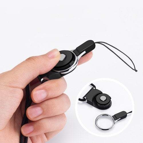 Phone Batteries Detachable Ring Buckle Neck Strap Lanyard For Mobile Office Portable Item Black
