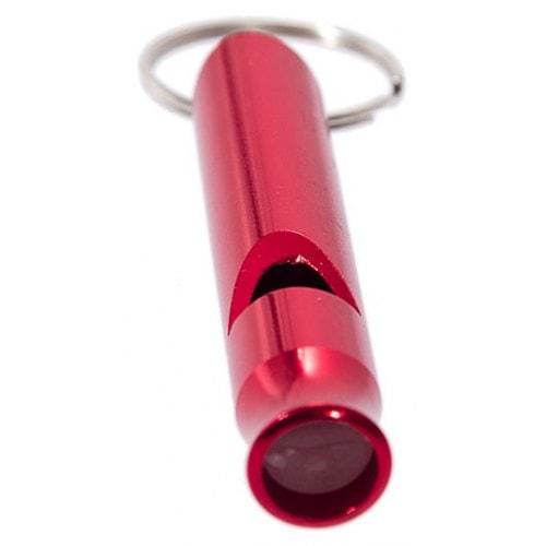Camp Safety Equipment Durable Aluminium Alloy Long Whistle With Metal Ring For Camping Hiking Outdoor Survival Red