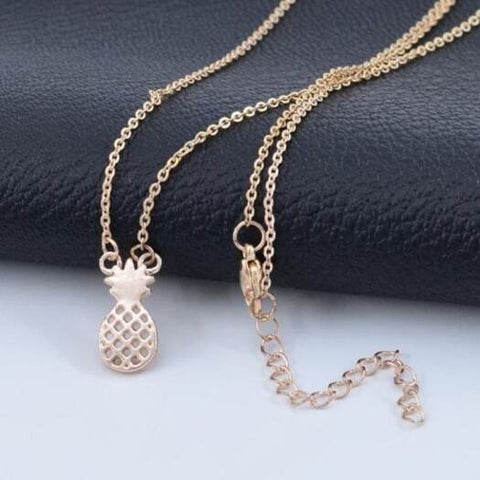 Jumpers Cardigans Hollow Pineapple Alloy Plating Fruit Pendant Clavicle Necklace Rose Gold
