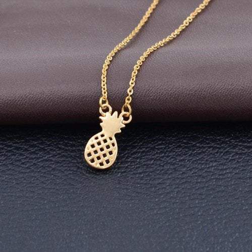 Jumpers Cardigans Hollow Pineapple Alloy Plating Fruit Pendant Clavicle Necklace Rose Gold