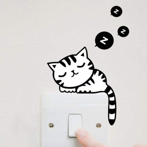 Kid's Wall Stickers Lovely Cat Pattern Light Switch For Bedroom Decoration Black