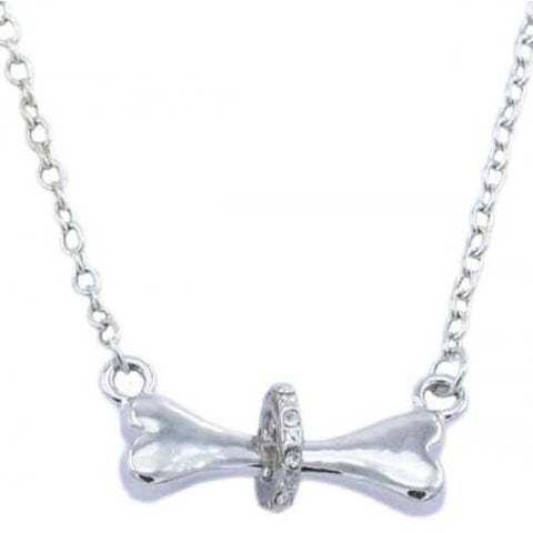 Necklaces Simple Diamond Studded Dog Bone Silver