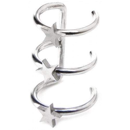 Earrings Star Three Layer Clip 1 Pair Silver