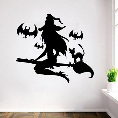 Halloween Series Witch Shape Wall Stickers Black
