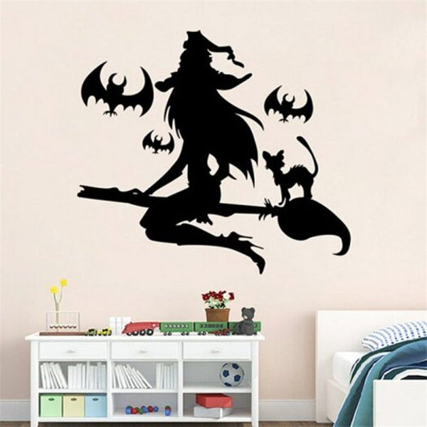 Halloween Series Witch Shape Wall Stickers Black