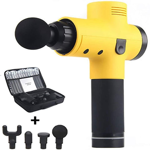 Handheld Massager Gun For Muscle Pain Relief Stiffness Relaxation Portable Cordless Quiet Chargable Deep Tissue Yellow