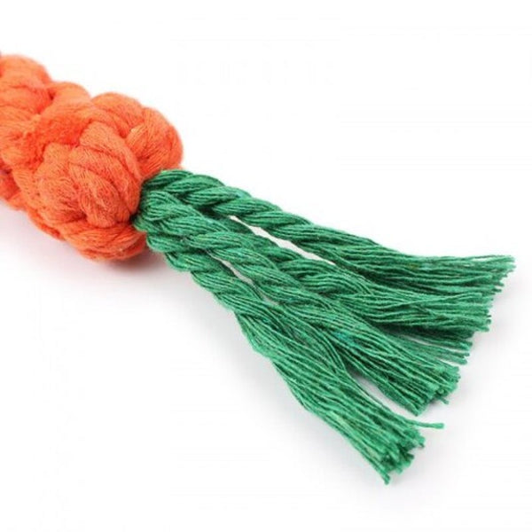 Handwoven Carrot Pet Cotton Rope Toy Bright Orange