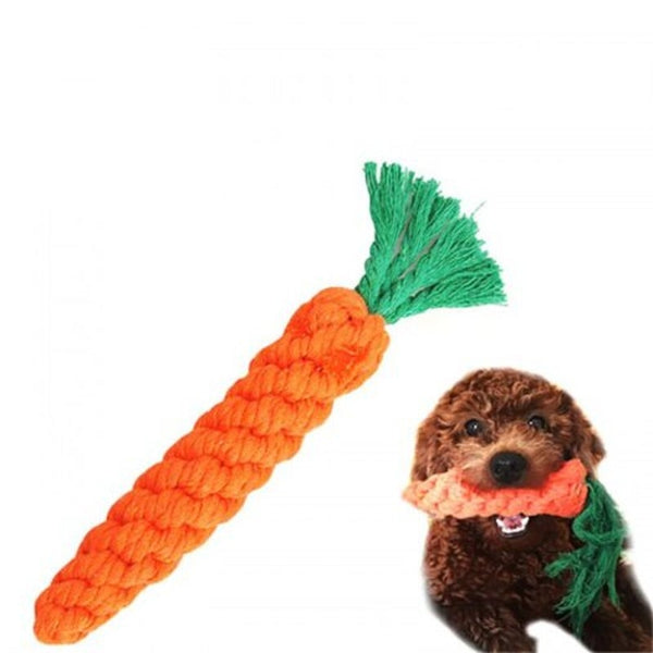 Handwoven Carrot Pet Cotton Rope Toy Bright Orange