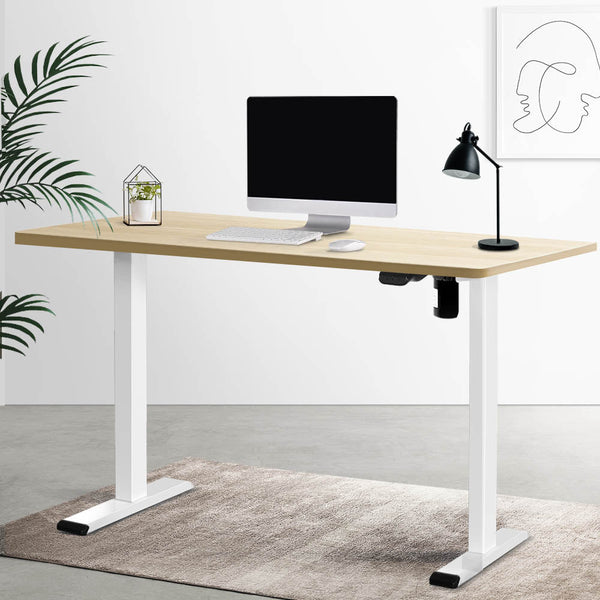 Artiss Electric Standing Desk Motorised Sit Desks Table White Oak 140Cm