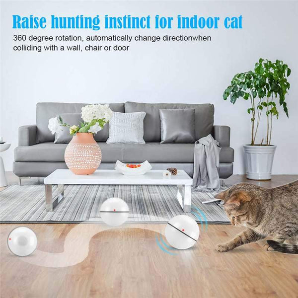 Smart Interactive Pet Ball Automatic Rolling Usb Rechargeable Led Light Toy