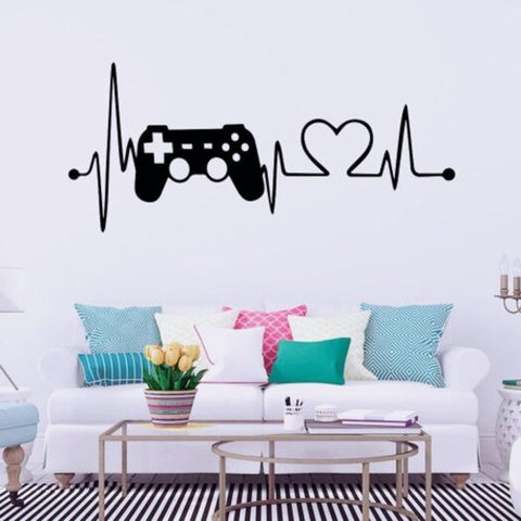 Heartbeat Game Machine Carved Home Background Wall Decoration Removable Stickers Black 35X40cm
