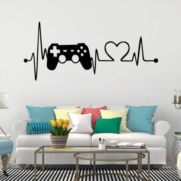 Heartbeat Game Machine Carved Home Background Wall Decoration Removable Stickers Black 35X40cm