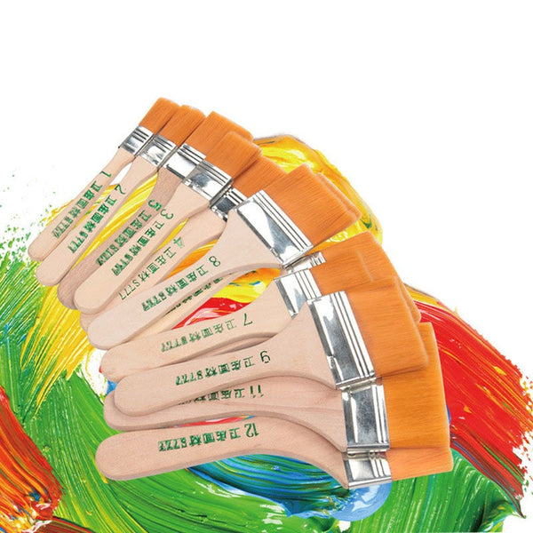 12Pcs/Set Paint Brush Different Sizes Wooden Handle Watercolor Brushes