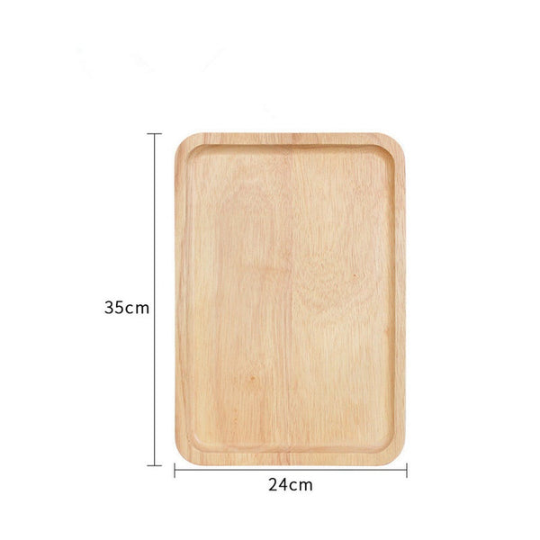 Home Decoration Japanese Rectangle Rubber Wooden Tray Fruit Dishes Tea Plate