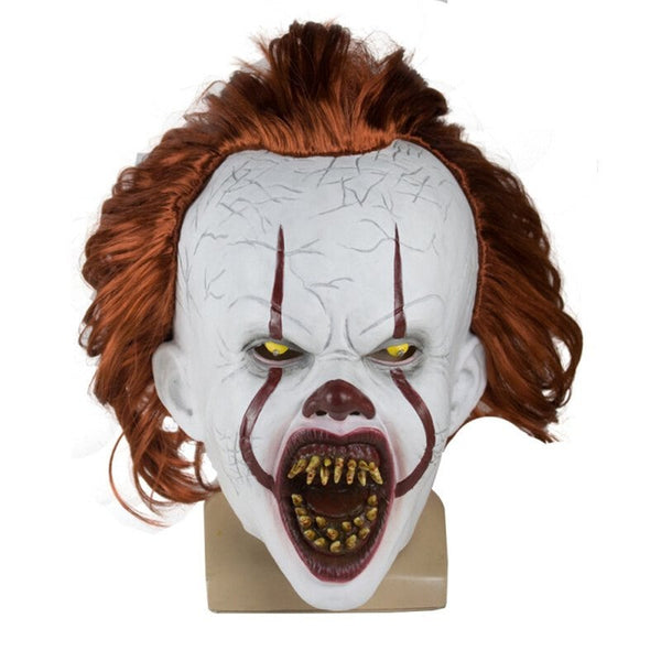 Horror Pennywise Clown Joker Mask Halloween Cosplay Costume Prop Dental No Light