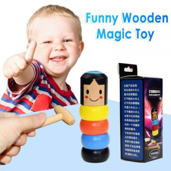 Indestructible Wooden Man Magic Toy Street Stage Props Small People Interesting Toys