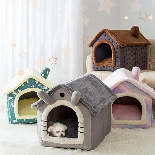 Indoor Soft Warm Plush Dog House Pet Bed