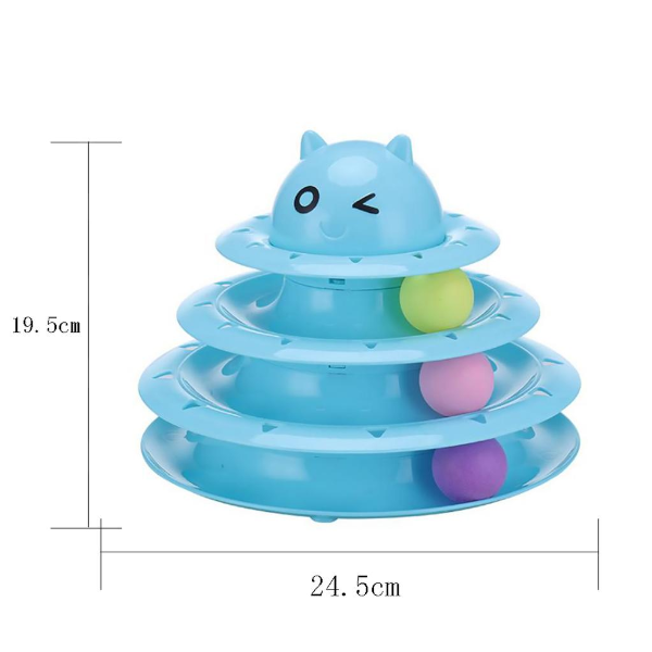 Interactive Cat Toy 3 Layer Circle Track With Moving Balls Turntable And Feather Intellectual Sports