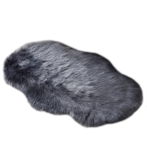 60X90cm Irregular Artificial Wool Fur Soft Plush Rug Carpet Mat Dark Grey