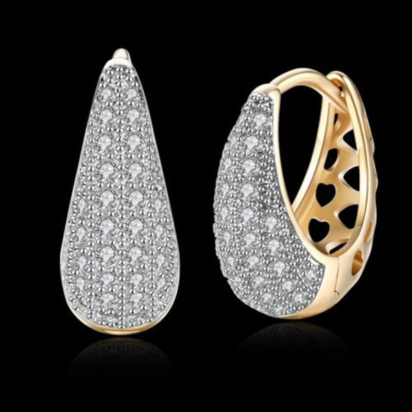 K Gold Zircon Earring Teardrop Shaped Diamond Insert Romantic Wind Clip Champagne