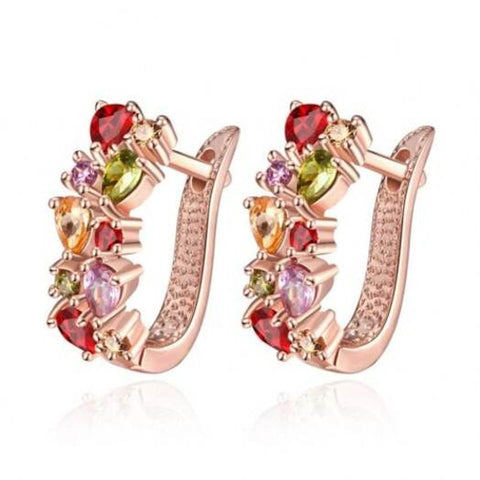 K Gold Zircon Fashion Selling Dazzling Colorful Lady Ear Clasp Rose
