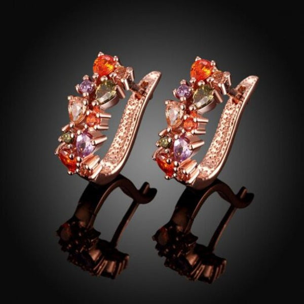 K Gold Zircon Fashion Selling Dazzling Colorful Lady Ear Clasp Rose