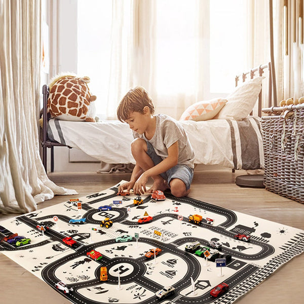 Kid Play Mat Simulation Nordic Parking Lot Traffic Map Game Playing Cars Toy