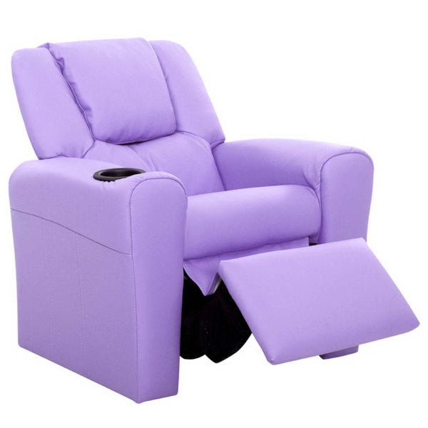 Keezi Kids Recliner Chair Purple Leather Sofa Lounge Couch Children Armchair