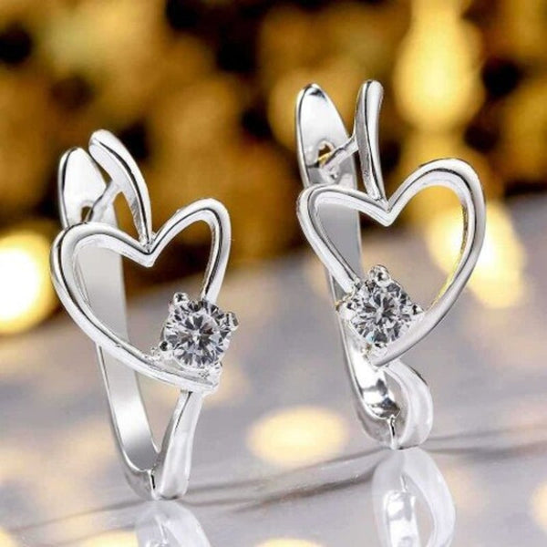 Ladies Fashion Crystal Luxury Classic Cubic Zirconia Earrings Gift Silver