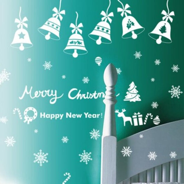 Qt0540 Snowflakes Small Bell Pattern Wall Sticker White