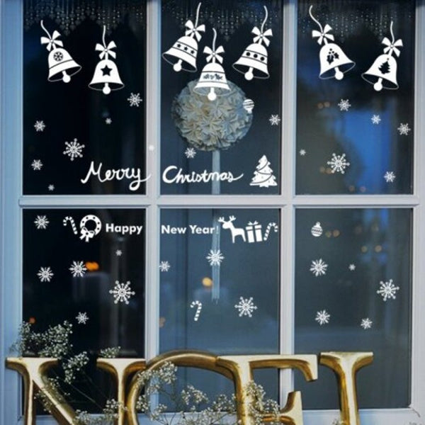 Qt0540 Snowflakes Small Bell Pattern Wall Sticker White