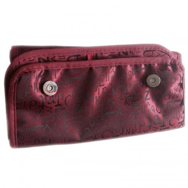 Large Capacity Roll Cosmetic Storage Bag For Travel Chestnut Red