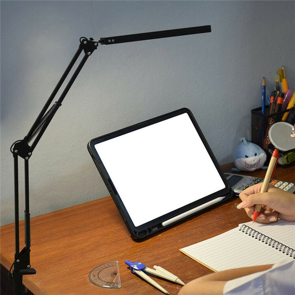 Foldable Long-Arm Led Desk Lamp With Eye Protection, Usb Charging, And Universal Clip For Reading Desktop Use