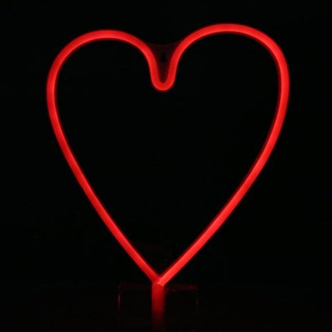 Led Heart Shape Neon Light Wall Lamp Holiday Decorations Red Usb Powered