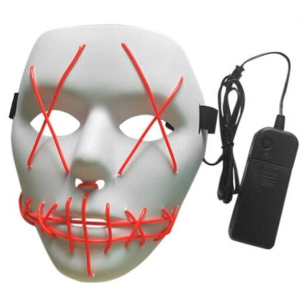 Led Scary Face Halloween Carnival Mask Red