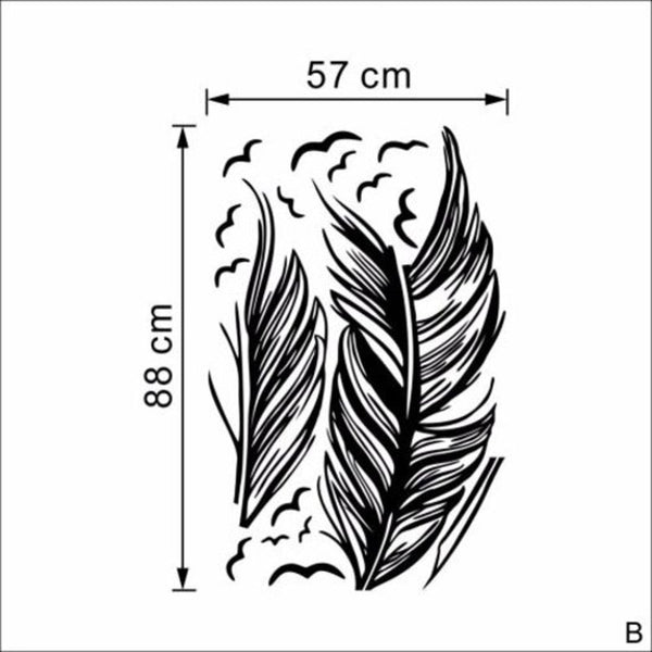 Left Flying Feather Wall Stickers Home Decor Wallpaper Black 57 X 88Cm