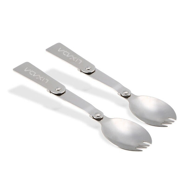 Lixada Pack Of 2 Outdoor Foldable Stainless Steel Spork Camping Picnic Tableware