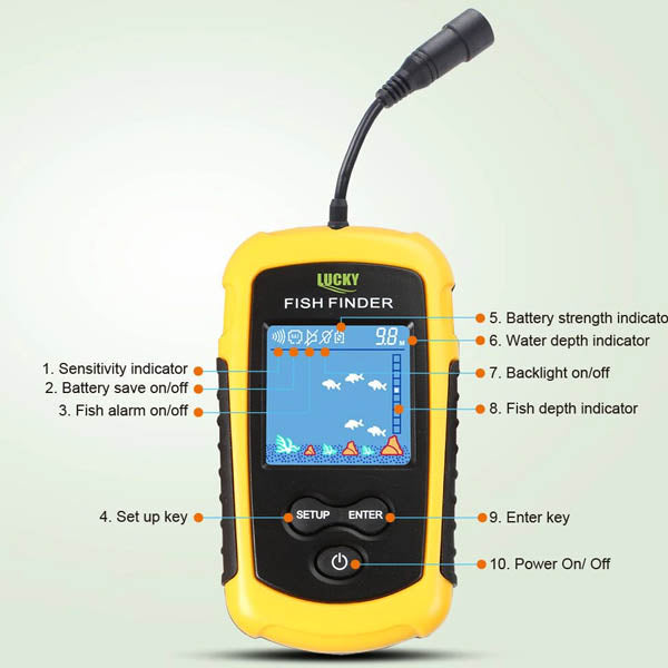 Lucky Ff1108 Fish Finder Portable Wireless Yellow