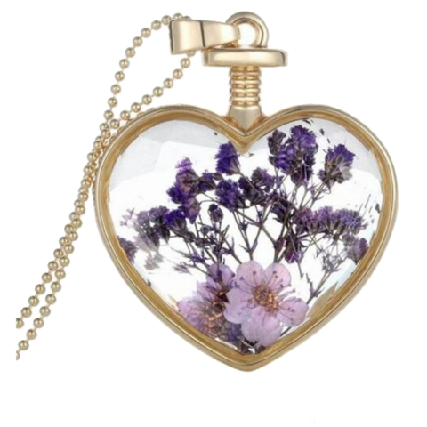 Luxury Heart Glass Bottle Dried Flower Pendant Necklace