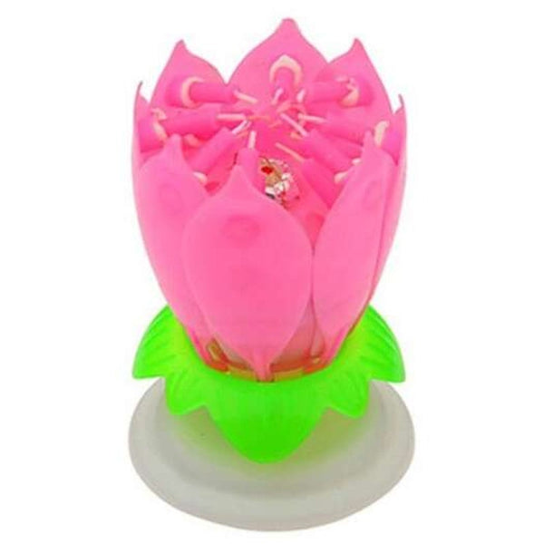 Macroart 14 Petals Flower Lotus Candle For Birthday Cake Pink