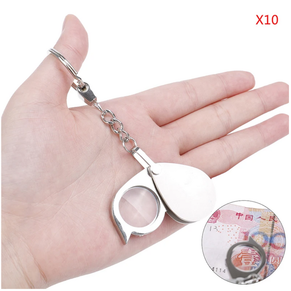 Magnifying Glass Lens With Keychain Loupe Folding Pocket 10X 15X Magnifier