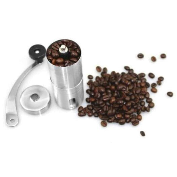 Manual 304 Stainless Steel Shell Ceramic Core Coffee Grinder Portable Size Silver