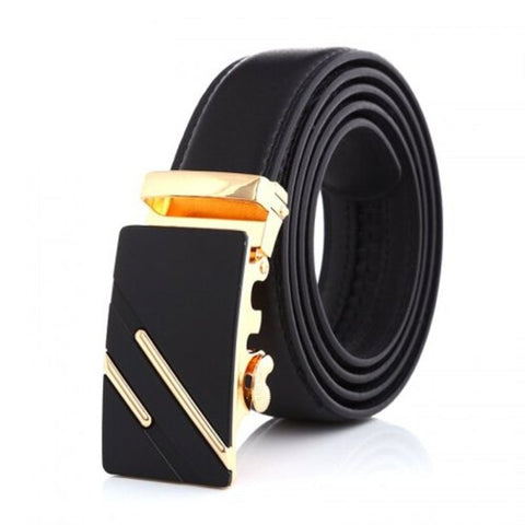 Men Business Fashion Automatic Buckle Belt Gold 105Cm