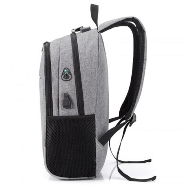 Men Korean Concise Stylish Backpack Large Capacity Multi Functional Usb Charging Travel Bag Anti Theft Password Locks Gray