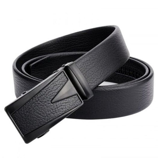 Men's Automatic Buckle Belt Bark Pattern Scratch Resistant Waistband Black