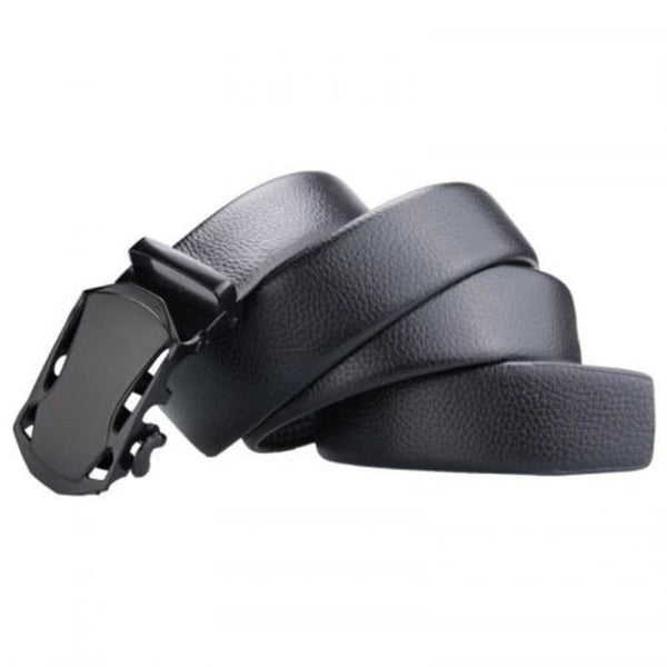 Men's Automatic Buckle Belt Stylish Lock Head Design Waistband Black