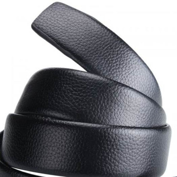 Men's Automatic Buckle Belt Stylish Lock Head Design Waistband Black
