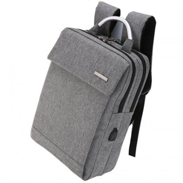 Men's Casual Backpack Usb Interface Large Capacity Business Bag Gray