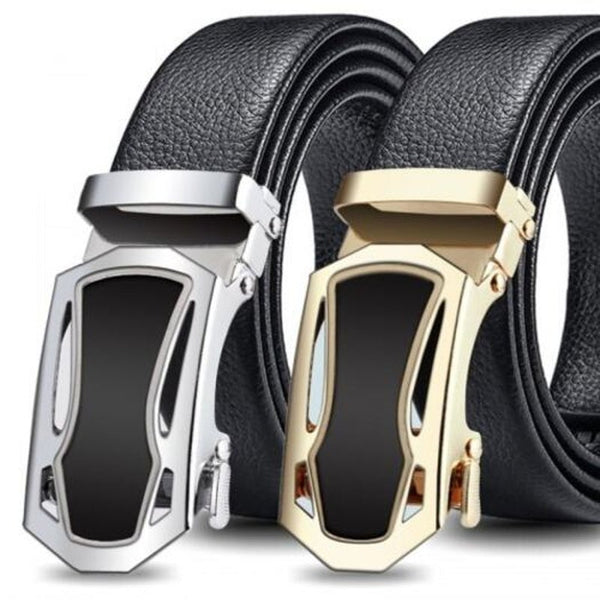 Men's Double Edging Coverage Durable Belt Automatic Buckle Waistband Fashion Gold