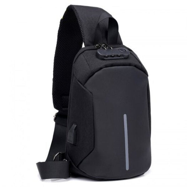 Men's Anti Theft Usb Waterproof Reflective Strap Casual Business Travel Chest Bag
